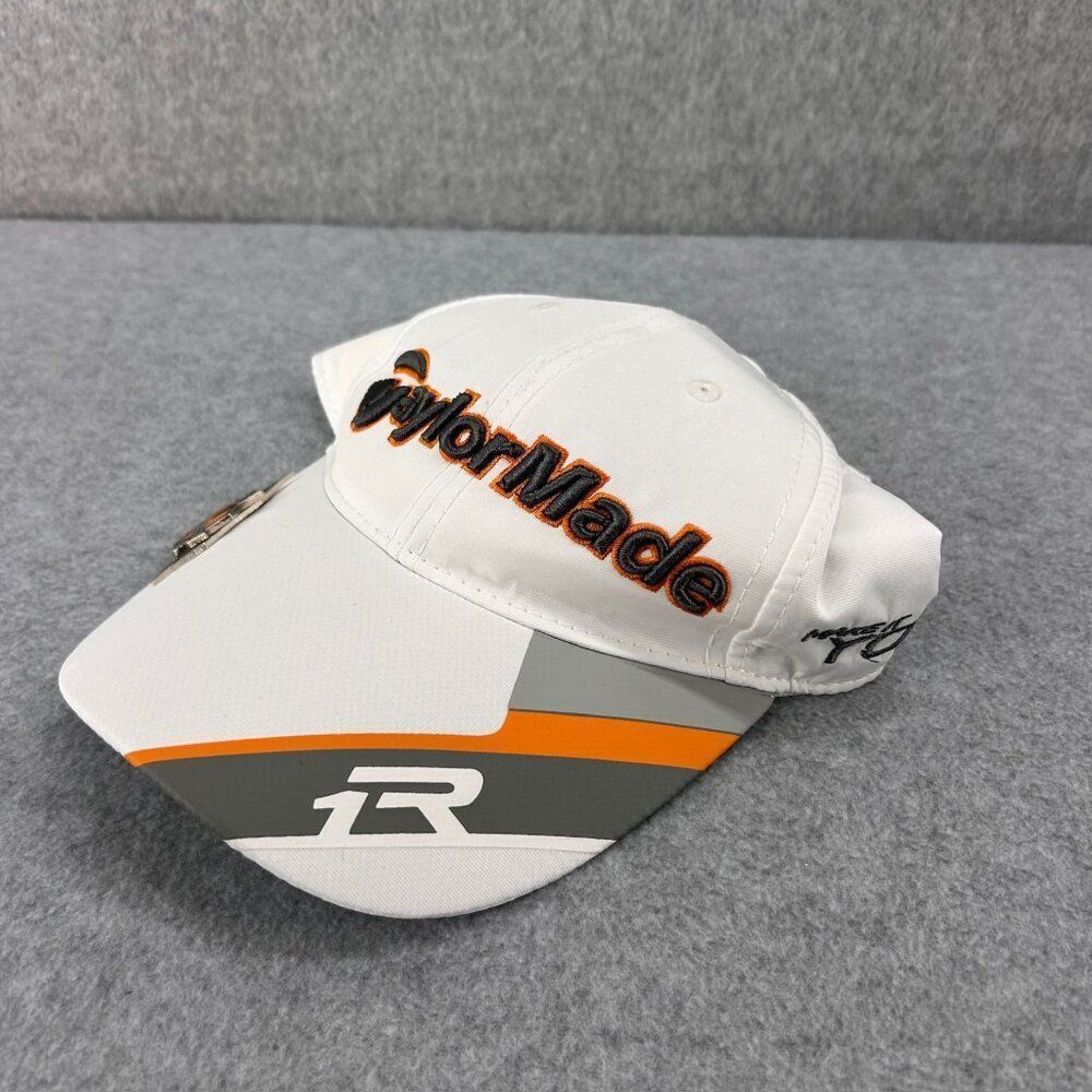 NWT TaylorMade Tmax Gear White Orange GrayGolf Hat Logo Adjustable Strap OSFA Pi